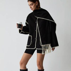 SOLD Contrast Trim Jacket With Matching Scarf